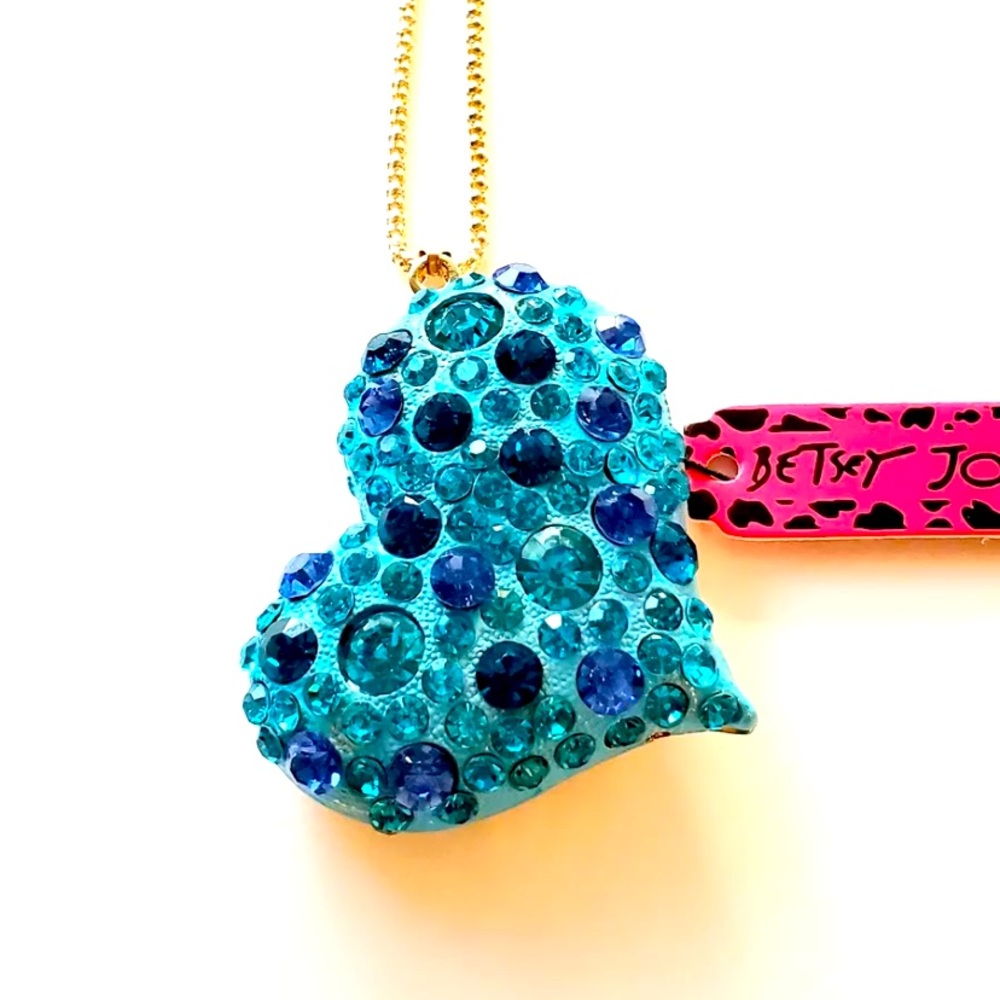 Betsey Johnson Heart Crystal Pendant Necklace